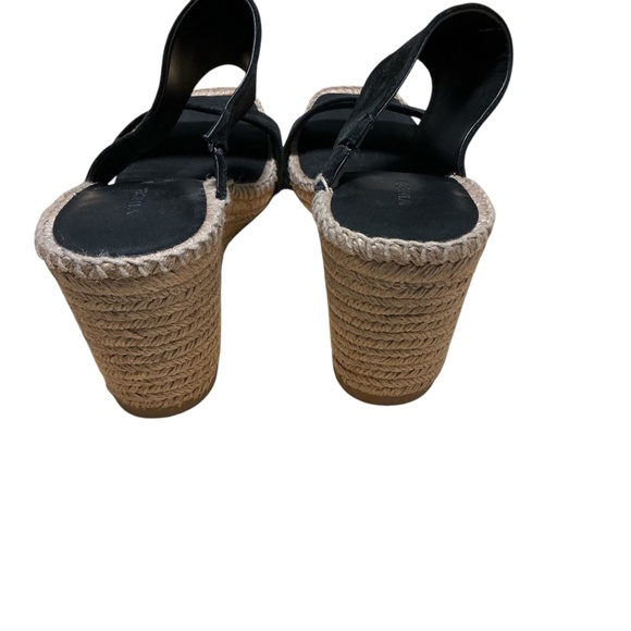 Vince Garlin espadrille wedge sandals leather suede black womens sz 9.5 square - Picture 2 of 6